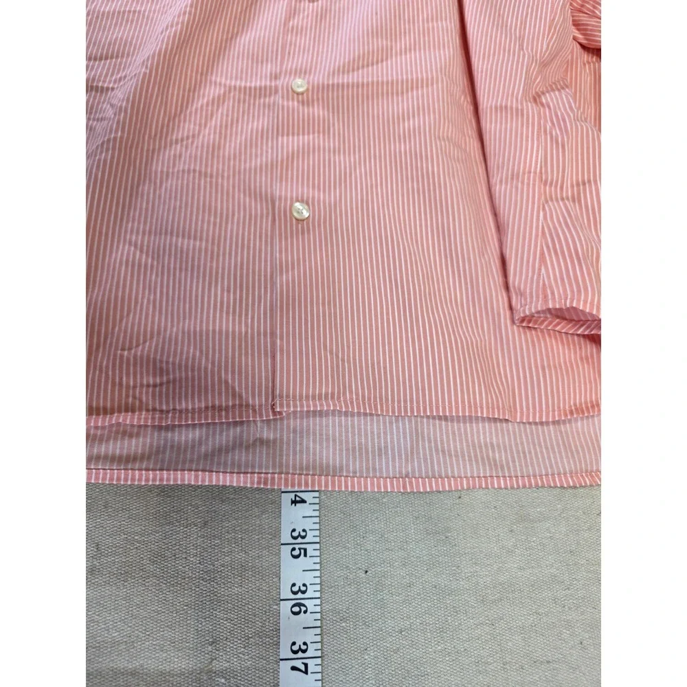 Banana Republic Mens XXL Non Iron Classic Fit Coral White Pinstripe Button Shirt